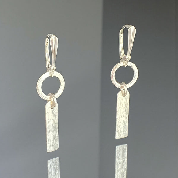 Circle and Bar Satin Drop Earrings