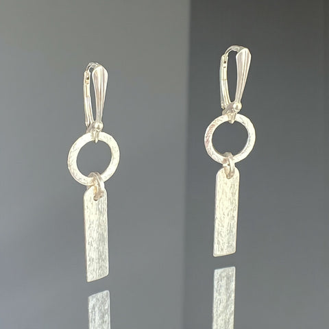 Circle and Bar Satin Drop Earrings