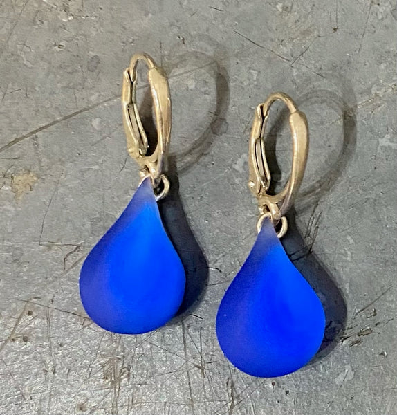 Cobalt Teardrop Glass Earrings