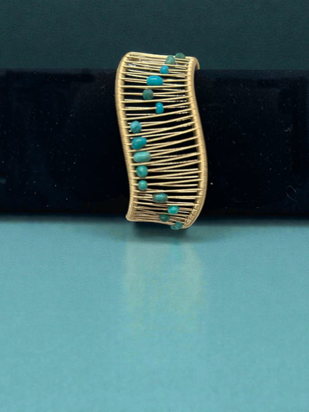 Gold Filled Wave Bracelet with Multi-Shaped Turquoise