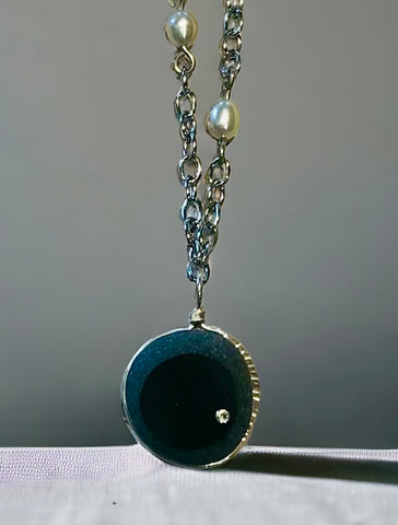 Fun and Funky Basalt Pendant with topaz & pearls