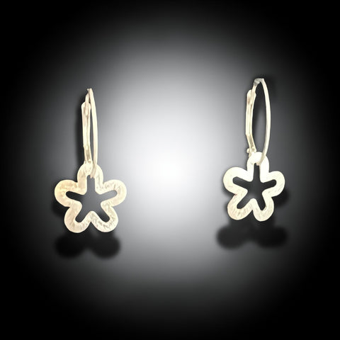 Silver Minimalist Flower Hoop Earrings