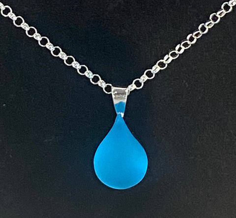Medium Blue Teardrop Glass Necklace II