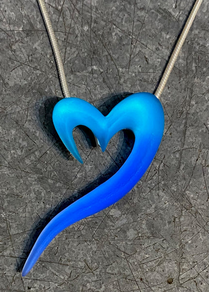 Cobalt/ Medium Blue Open Heart Glass Necklace