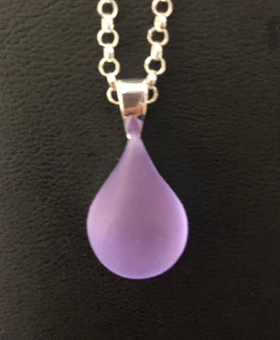 Purple Teardrop Glass Necklace