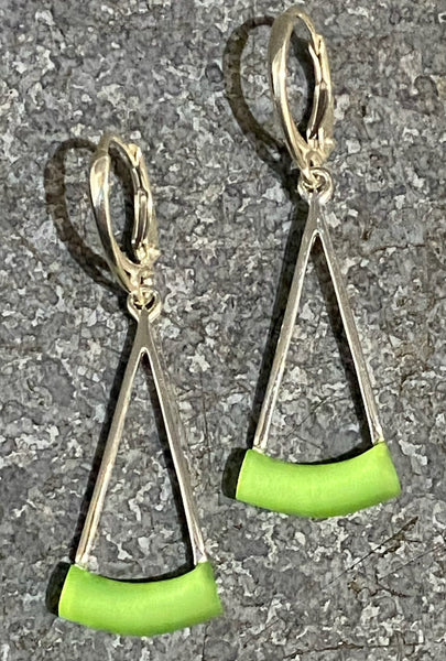 Green Swoop Glass Earrings