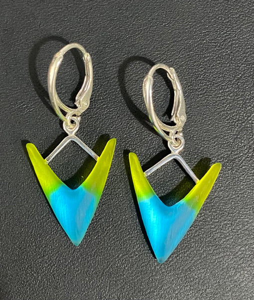 Triangle Blue Glass Earrings