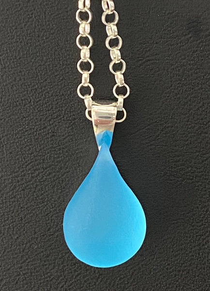 Blue Teardrop Glass Necklace II