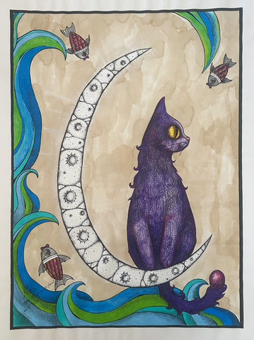 Cat on the Moon by Karel Garcia