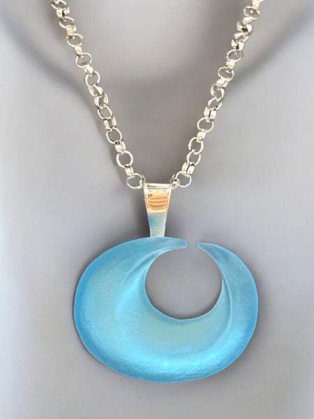 Small Blue Tube Glass Necklace