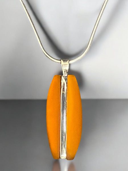 NEW - Orange Oval Glass Necklace