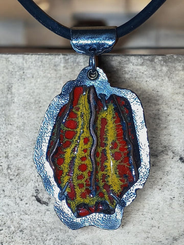 Enamel necklace red yellow