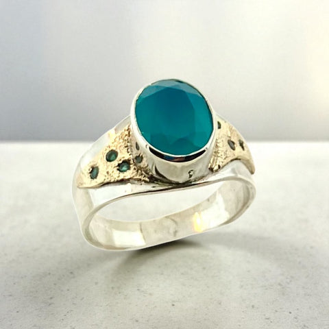 Paraiba tourmalene gold & silver ring 