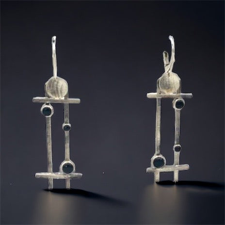 Sterling silver/black onyx art deco earrings