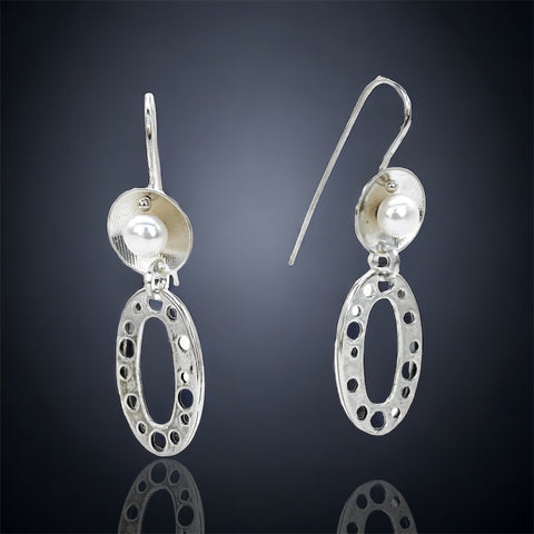 Classic meets Contemporary...pearl dangle earrings