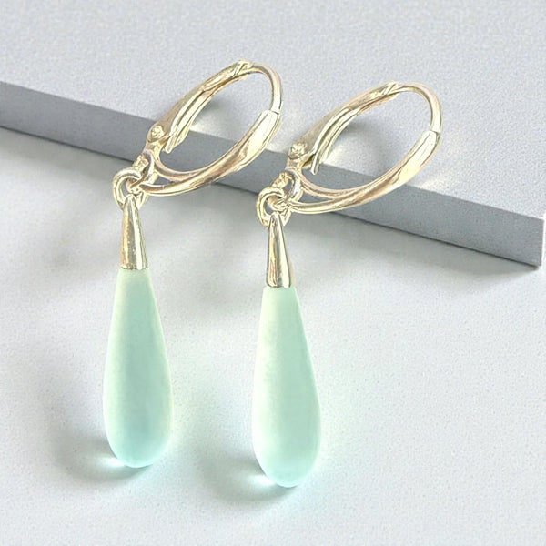 Ice Blue Glass Globe Earrings