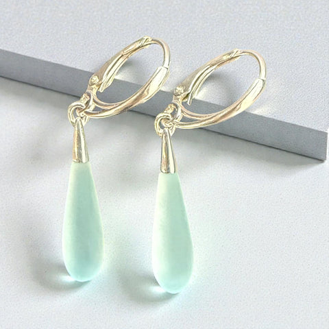 Ice Blue Glass Globe Earrings