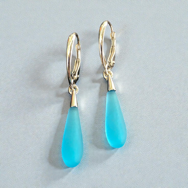 Blue Glass Globe Earrings