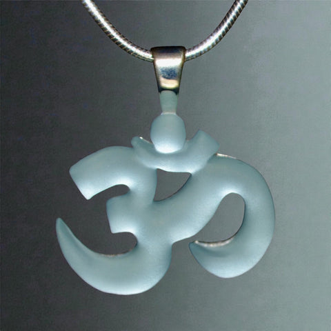 Ice Blue Om Glass Pendant