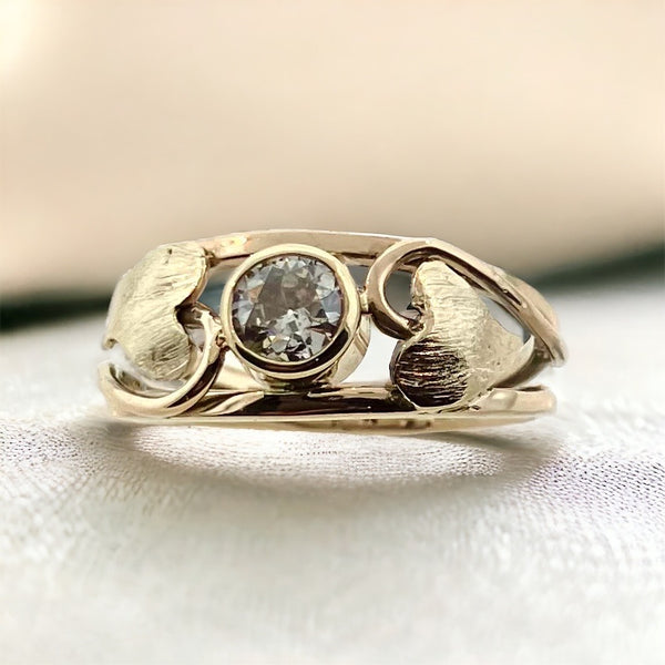 Old European Cut Diamond Ring on a Gold Band