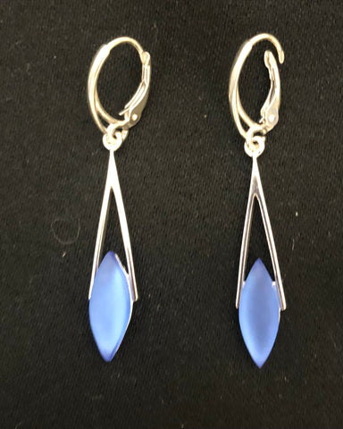 Brilliant Blue Glass Diamond Earrings