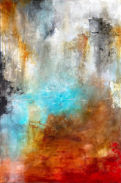Fading Memories: abstract earthy rusts and turquoise