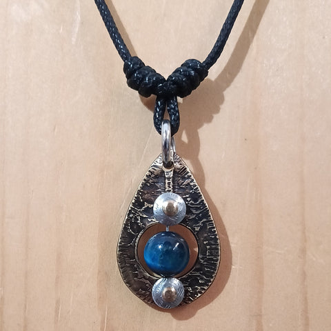 Blue Tiger Eye and Bronze Necklace