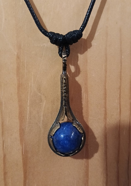 Lapis & Bronze Necklace with Adjustable Cord