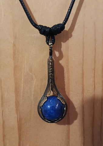Lapis & Bronze Necklace with Adjustable Cord