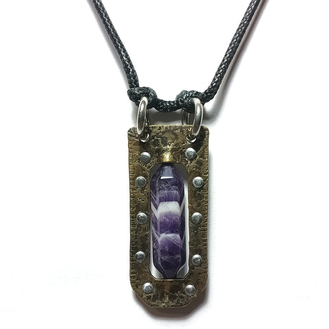 Amethyst Crystal and Bronze Necklace