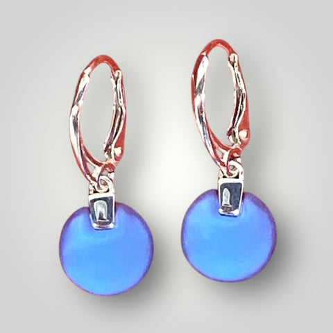 Cobalt Button Glass Earrings