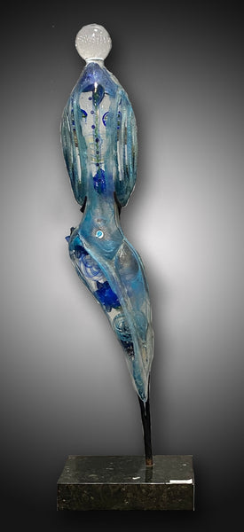Lady in Blue: Cast Glass Art Sculpture #1