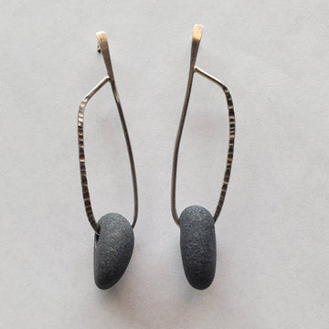 Asymmetrical Basalt Hoop Earrings