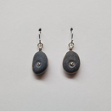 Sterling Basalt Earrings with White Sapphires