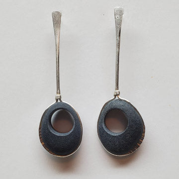 Sterling Basalt Long Drop Earrings