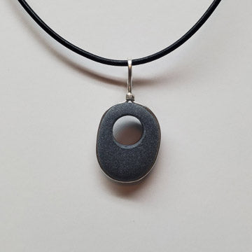 Basalt Sterling Pendant on Leather Cord