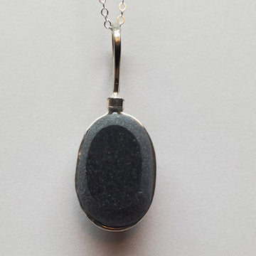 Sterling, Polished Basalt Stone Necklace