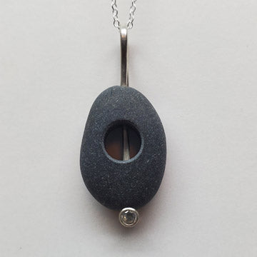 Sterling Basalt,White Sapphire Necklace