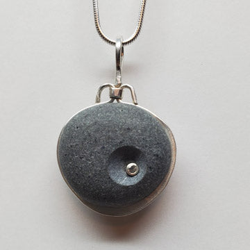 Sterling Basalt,White Sapphire Necklace