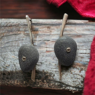 Sterling-Basalt Ladder Earrings Earrings