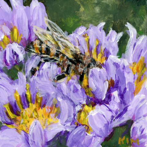 Honeybee in Purple Flowers