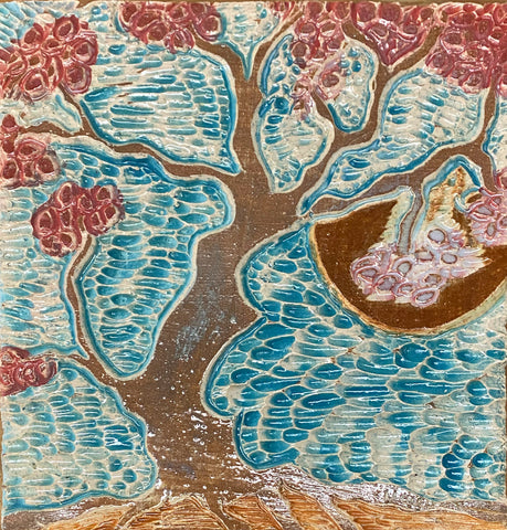 ceramic tile cherry blossom tree carved