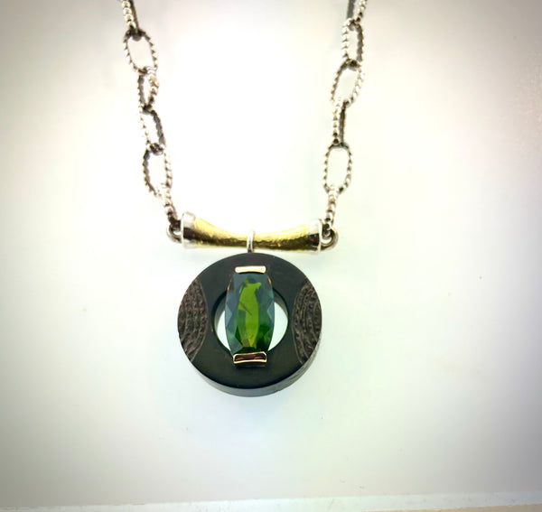 Rare Green Tourmaline Pendant with 18k Gold