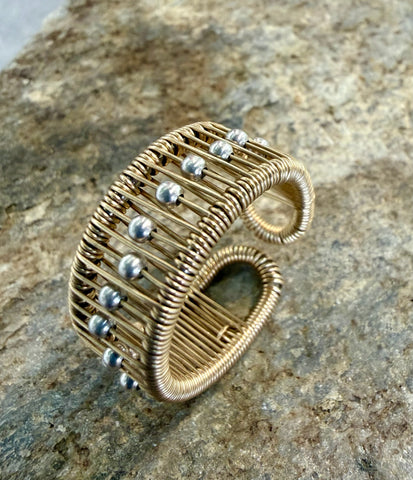 Gold Filled Wire Ring with Sterling Silver Balls