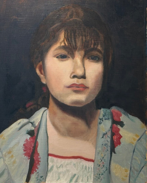 Portrait of A Girl in Floral Shawl after Carolus-Duran