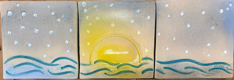 sun over water in starry nigt