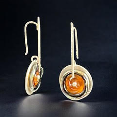 Slender Dangle Drops 5 - Amber Circle