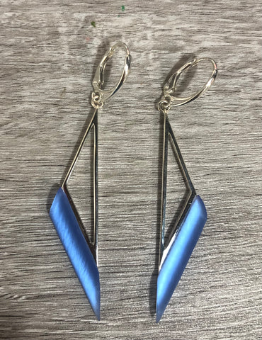 Scalene Triangle Earrings. Blue.