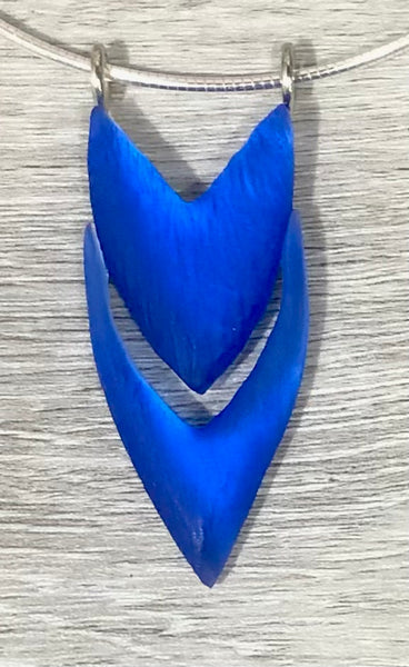 Double Heart Glass Pendant, Cobalt