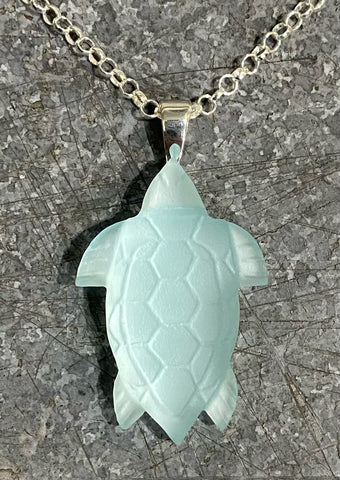 Ice Blue Turtle Necklace